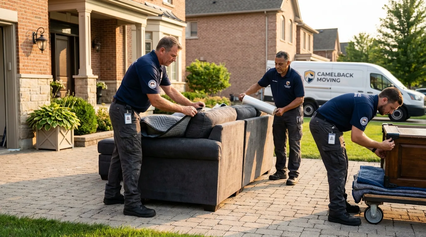 Large estate moving crew wrapping furniture in Greeley, NE